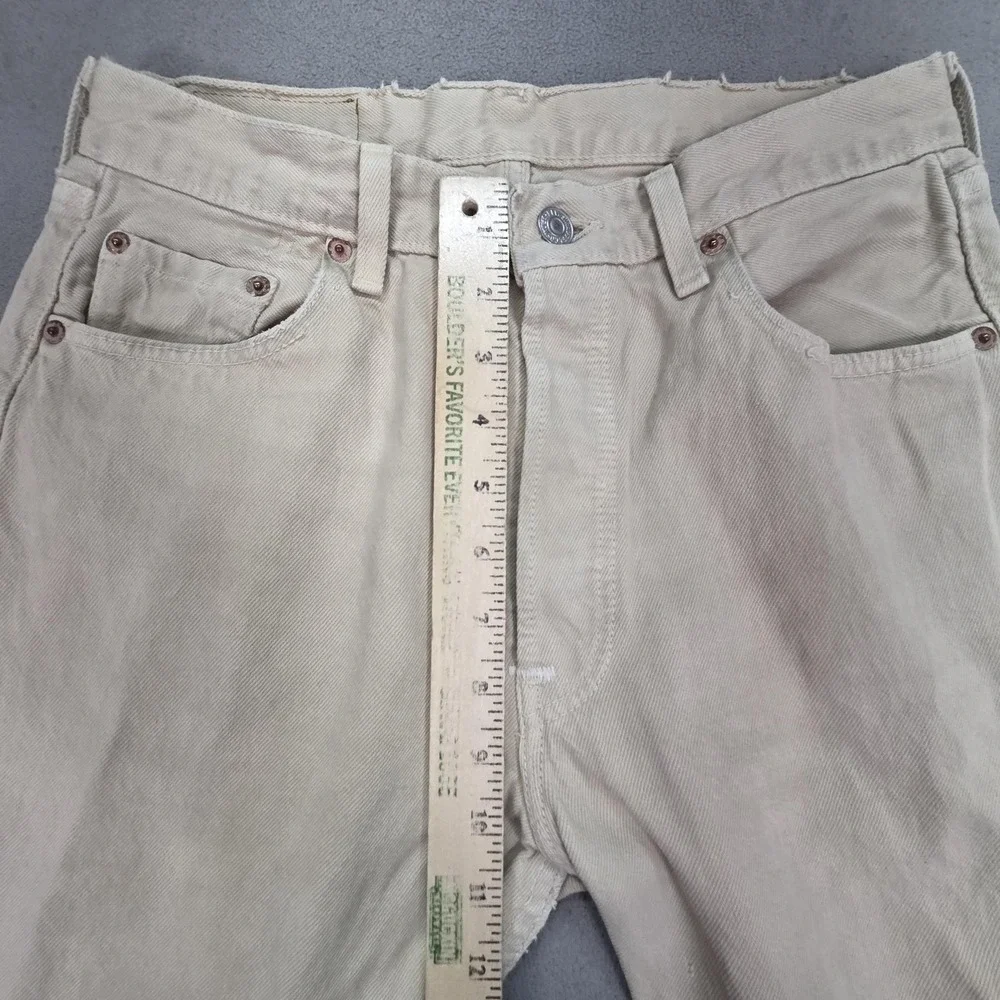 Vintage Levis 501 Jeans Mens Beige‎ Button Fly USA 90s Repaired Fits 28x31